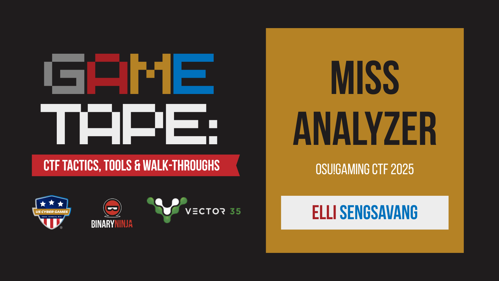 Game Tape blog by US Cyber Games - CTF Walk-through of Miss Analyzer Challenge